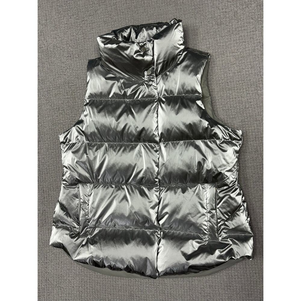 Athleta Women's Silver Metallic Puffy Vest Size 1X #66611